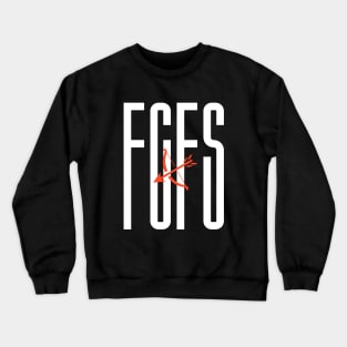 White FCFS Red Cupids Target Arrow Design Crewneck Sweatshirt